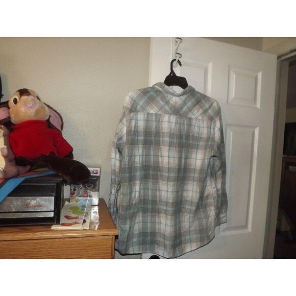Ocean Current Shirt Mens XX L/S Button Up Plaid Flannel Blue Gray - Picture 4 of 5